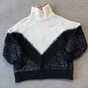 Givenchy Woman's Black & White Color Blocked Mohair Wool Turtleneck Sweater Sz M